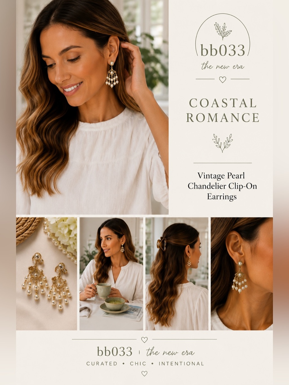 Vintage Pearl Chandelier Clip-On Earrings | Coastal Romance